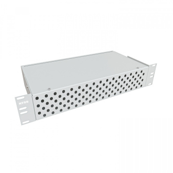 Кросс NTSS оптический 19'' укомплектованный 2U, 96 портов FC/UPC, 50/125 мкм ОМ3 (сплошная панель, сплайс-кассета 3шт, пигтейлы, КДЗС, адаптеры) серый
