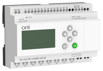 ПЛК 410 Модуль ЦПУ 8 DI 6 UI (0-10 В/DI) 8 RO 12В-24В DC или 24В AC с Ethernet портом с экраном ONI