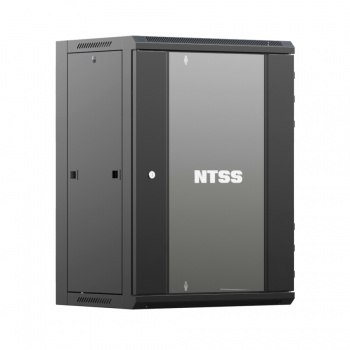 Шкаф настенный телекоммуникационный NTSS W 18U 600х600х964мм, 2 профиля 19, дверь стеклянная, боковые стенки съемные, задняя стенка, разобранный, черн