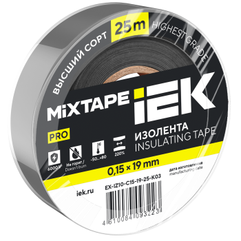 MIXTAPE PRO Изолента 0,15х19мм серая 25м IEK