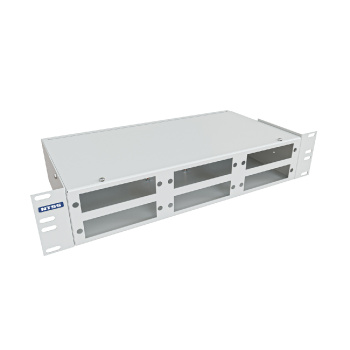 Кросс NTSS оптический 19'' частично укомплектованный 2U, 32/48 портов FC/ST (планки FC/ST-6шт, планка-заглушка-2шт, сплайс-кассета-2шт) серый RAL 7035