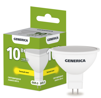 Лампа светодиодная MR16 софит 10Вт 230В 3000К GU5.3 GENERICA