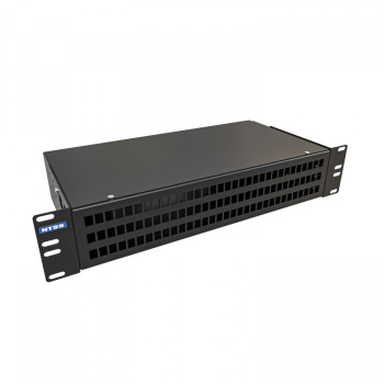 Кросс NTSS оптический 19'' укомплектованный 2U, 96 портов LC/UPC duplex, 50/125 мкм (сплошная панель, сплайс-кассета 6шт, пигтейлы, КДЗС, адаптеры) че