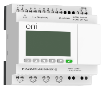ПЛК 430 Модуль ЦПУ 4 DI 4 UI (0-10 В/DI) 4 RO 24В DC с Ethernet портом с экраном ONI