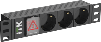 ITK PDU 3 розетки немецкий стандарт с LED выключателем 1U вход С14 без кабеля 10"