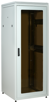 ITK LINEA N Шкаф сетевой 19" 47U 800х800мм стеклянная передняя дверь задняя металлическая серый