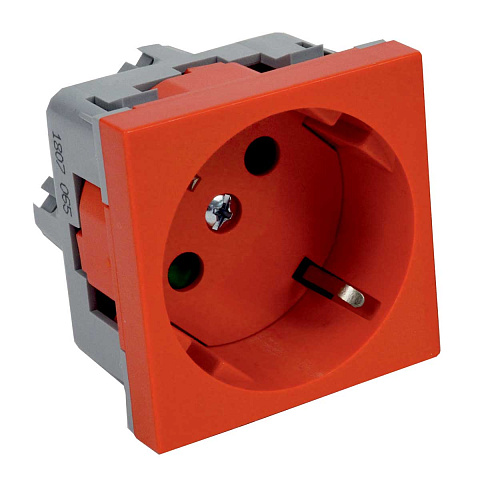 Розетка силовая QP 45x45 C (BB) QUADRO красная с защитными шторками