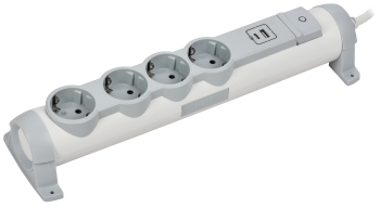 COMFORT Удлинитель У04К 4 места 2P+PE 3м 3х1,5мм2 16А USB A+C 20Вт белый IEK