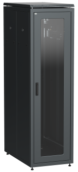 ITK LINEA N Шкаф напольный сетевой 19" 47U 800х1000мм стеклянная передняя дверь задняя перфорированная черный