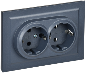 BRITE Розетка 2-местная с заземлением без защитных шторок 16А в сборе РС12-3-БрМ маренго IEK