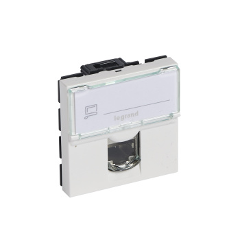 Розетка RJ 45 - Программа Mosaic - категория 6 - UTP - 2 модуля - белый