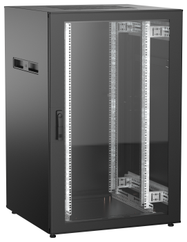 ITK UNITBOX N Шкаф сетевой 19" напольный 24U 800х800мм стеклянная передняя дверь задняя металлическая черный