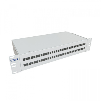 Кросс NTSS оптический 19'' укомплектованный 2U, 64 порта LC/UPC duplex, 50/125 мкм (сплошная панель, сплайс-кассета 4шт, пигтейлы, КДЗС, адаптеры) сер
