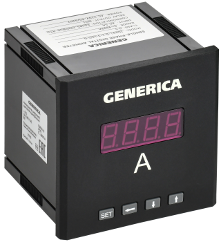 Амперметр цифровой щитовой однофазный DO RS-485 96х96мм LED GENERICA