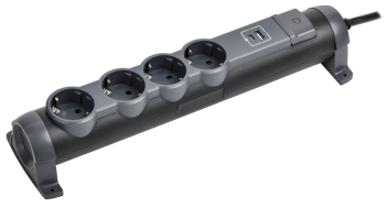 COMFORT Удлинитель У04К 4 места 2P+PE 1,5м 3х1,5мм2 16А USB A+C 20Вт черный IEK