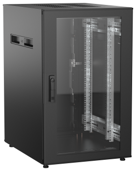 ITK UNITBOX N Шкаф сетевой 19" напольный 18U 600х800мм стеклянная передняя дверь задняя металлическая черный