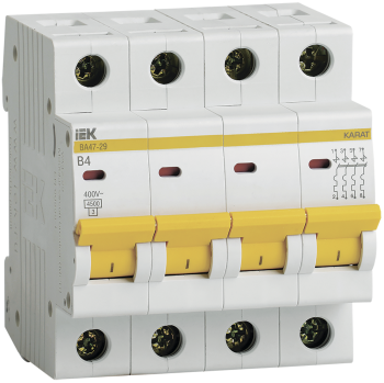 KARAT Автоматический выключатель ВА47-29 4P B 4А 4,5кА IEK
