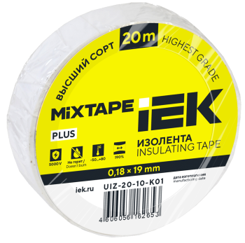 MIXTAPE PLUS Изолента 0,18х19мм белая 20м IEK