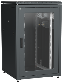 ITK LINEA N Шкаф сетевой 19" 24U 800х800мм стеклянная передняя дверь задняя металлическая черный
