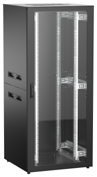 ITK UNITBOX N Шкаф сетевой 19" напольный 38U 800х800мм стеклянная передняя дверь задняя металлическая черный