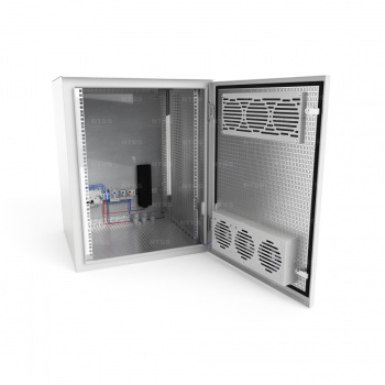 Шкаф настенный климатический NTSS WT 9U (ШхВхГ) 600x500x500 мм, 4 профиля 19, с обогревом 100W и вентиляцией, IP55, серый RAL 7035