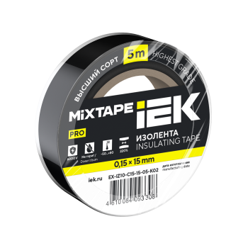 MIXTAPE PRO Изолента 0,15х15мм черная 5м IEK