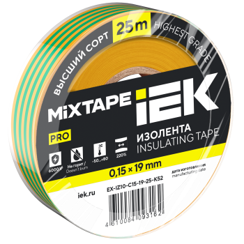 MIXTAPE PRO Изолента 0,15х19мм желто-зеленая 25м IEK