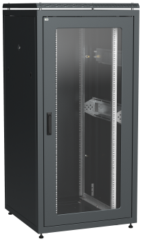 ITK LINEA N Шкаф сетевой 19" 33U 800х800мм стеклянная передняя дверь задняя металлическая черный
