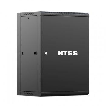 Шкаф настенный телекоммуникационный NTSS W 15U 600х600х770мм, 2 профиля 19, дверь сплошная металл, боковые стенки съемные, разобранный, черный RAL 900