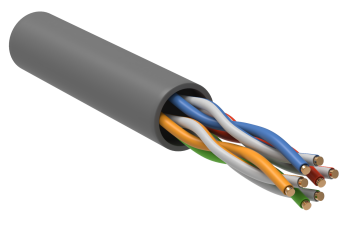 ITK Витая пара U/UTP кат.5E 4х2х24AWG solid LSZH нг(А)-HF серый (305м)