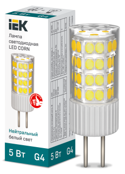 Лампа светодиодная CORN капсула 5Вт 230В 4000К керамика G4 IEK