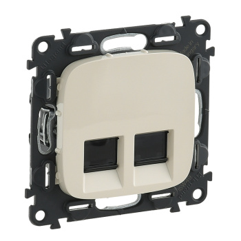 Valena ALLURE.Информационная розетка двойная RJ45 Кат.6 UTP.С лицевой панелью.Слоновая кость