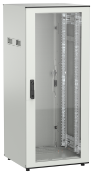 ITK UNITBOX N Шкаф сетевой 19" напольный 28U 600х600мм стеклянная передняя дверь задняя металлическая серый
