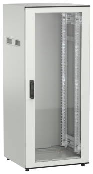 ITK UNITBOX N Шкаф сетевой 19" напольный 28U 600х600мм стеклянная передняя дверь серый