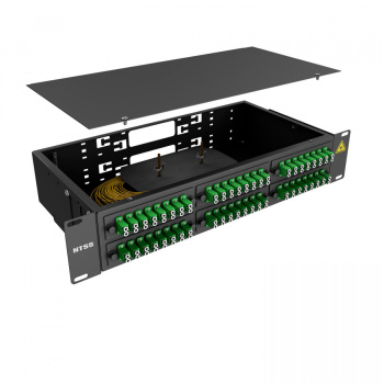 Кросс 19" NTSS PREMIUM, предсобранный 2U, 48 портов LC/APC duplex, 9/125 мкм, черный