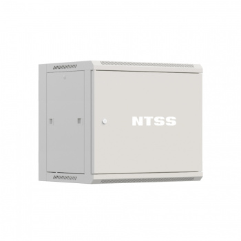Шкаф настенный телекоммуникационный NTSS W 12U 600х600х635мм, 2 профиля 19, дверь сплошная металл, боковые стенки съемные, разобранный, серый RAL 7035