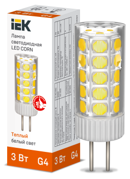 Лампа светодиодная CORN капсула 3Вт 12В 3000К керамика G4 IEK
