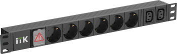 ITK PDU 6 розеток немецкий стандарт + 2 С13 c LED выключателем 1U вход С14 без кабеля алюминиевый профиль