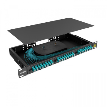 Кросс 19" NTSS PREMIUM, предсобранный 1U, 16 портов LC/UPC duplex, 50/125 мкм OM3, черный