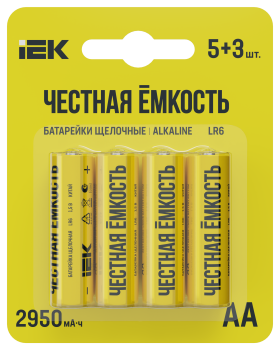 Батарейка щелочная Alkaline LR6/AA (5+3шт/блистер) ПРОМО IEK