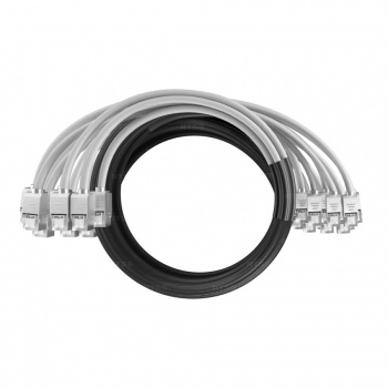 Кабельная сборка NTSS PREMIUM 12pc, FTP CAT6, оконцована разъемами KEYSTONE RJ45 FTP CAT6, заделка в чулке, вывод 0.6м, длина 15м, LSZH, серый