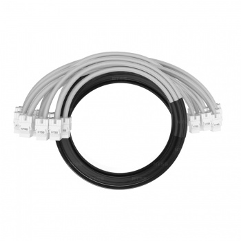 Кабельная сборка NTSS PREMIUM 12pc, UTP CAT5e, оконцована разъемами KEYSTONE RJ45 UTP CAT5e, заделка в чулке, вывод 0.6м, длина 9м, LSZH, серый