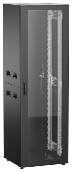 ITK UNITBOX N Шкаф сетевой 19" напольный 38U 600х600мм стеклянная передняя дверь задняя металлическая черный