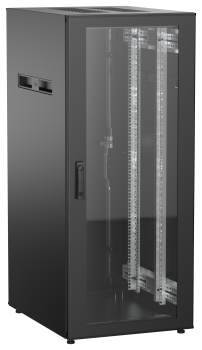 ITK UNITBOX N Шкаф сетевой 19" напольный 28U 600х800мм стеклянная передняя дверь задняя металлическая черный