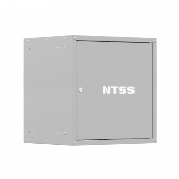 Шкаф настенный телекоммуникационный NTSS LIME 9U 550х450х500мм, 2 профиля 19, дверь сплошная металл, боковые стенки несъемные, разобранный, серый RAL