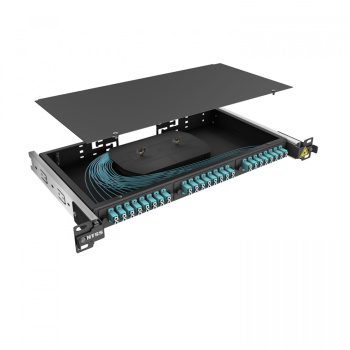 Кросс 19" NTSS PREMIUM выдвижной, предсобранный 1U, 16 портов LC/UPC duplex, 50/125 мкм OM3, черный