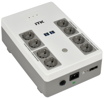 ITK ELECTRA ST8 ИБП Линейно-интерактивный 800ВА/480Вт LED АКБ 1х9AH 8хSchuko USB 4хUSB зарядки