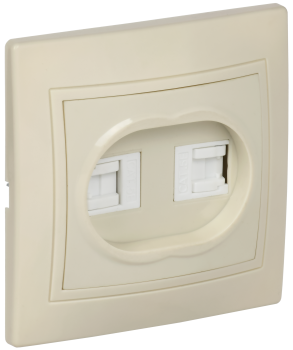 KVARTA Розетка 2-местная компьютерная RJ45 кат.5е РК12-ККм кремовый GENERICA