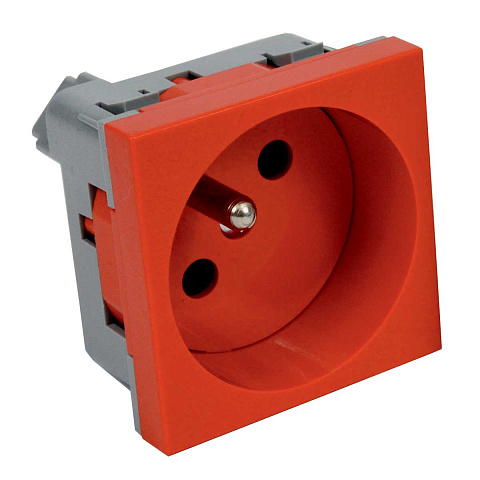 Розетка силовая QP 45x45 C (BB) c з/к QUADRO красная с защитными шторками