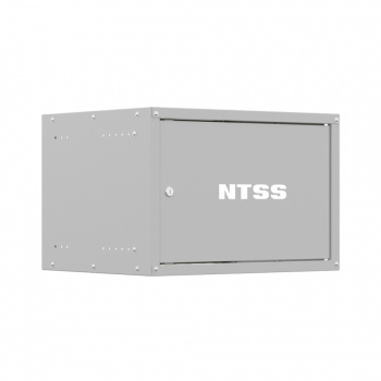 Шкаф настенный телекоммуникационный NTSS LIME 6U 550х600х370мм, 2 профиля 19, дверь сплошная металл, боковые стенки несъемные, разобранный, серый RAL